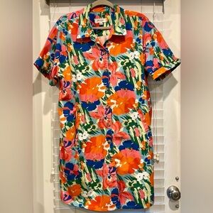 Anthropologie Porridge Watercolor Mini Shirtdress, Size PL